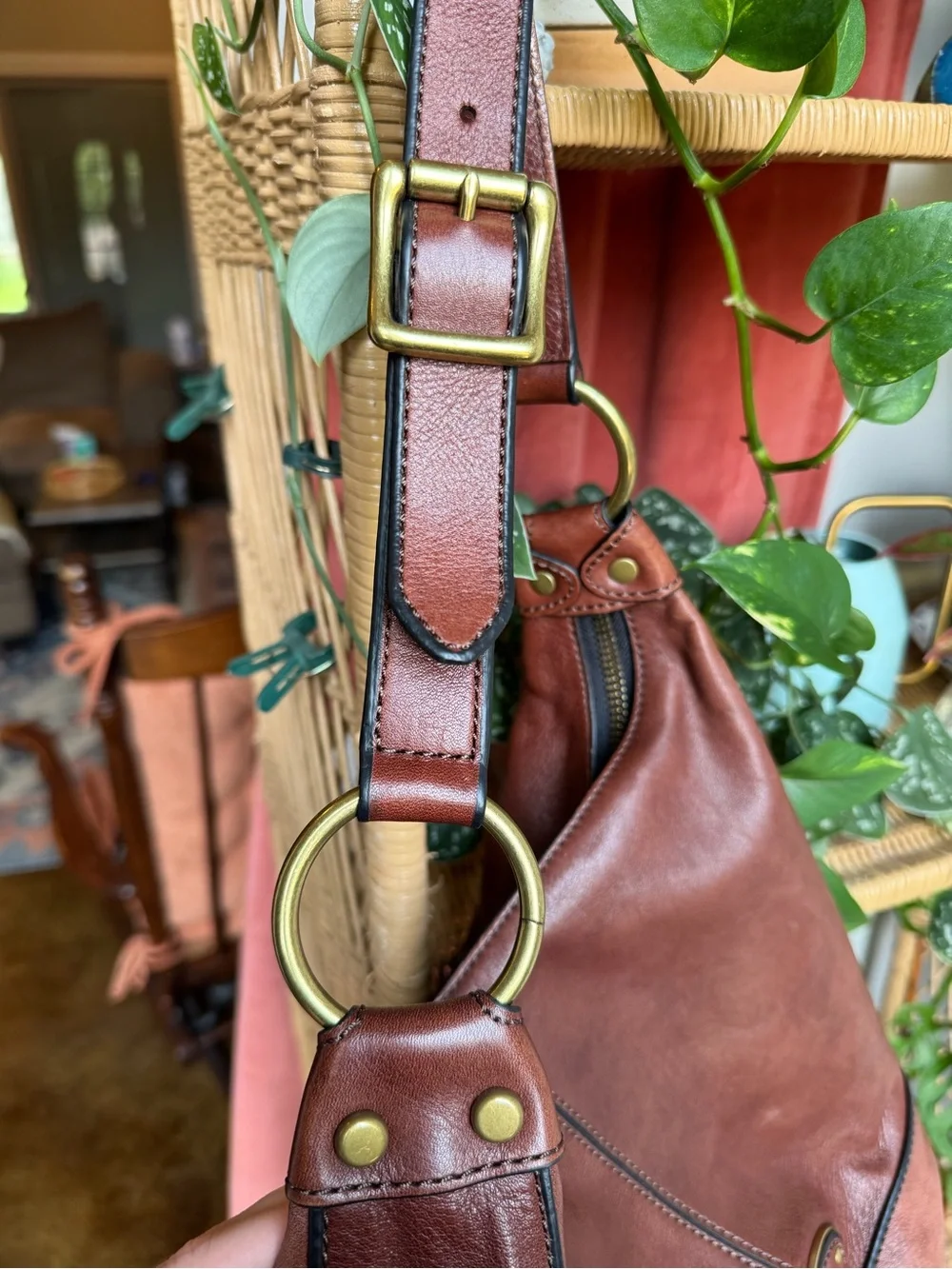 Fossil Maddox Leather Shoulder Bucket Bag - Perfect Condition